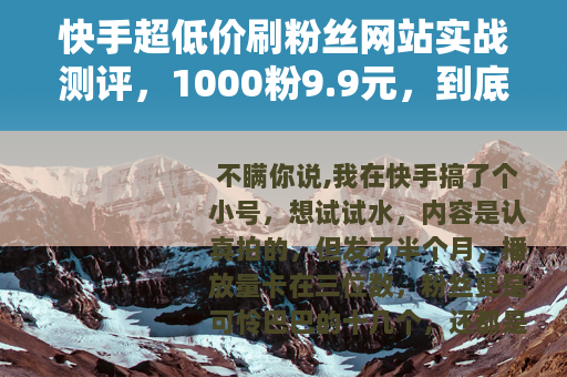 快手超低价刷粉丝网站实战测评，1000粉9.9元，到底值不值？