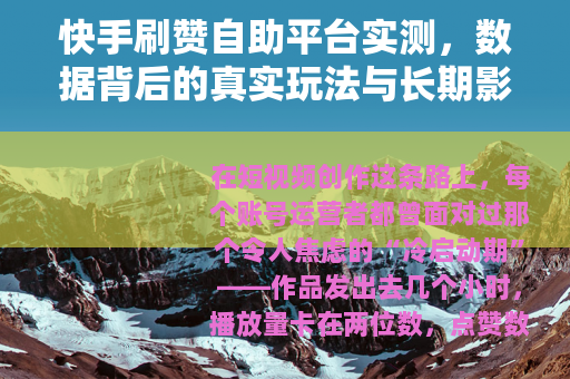 快手刷赞自助平台实测，数据背后的真实玩法与长期影响你了解多少？