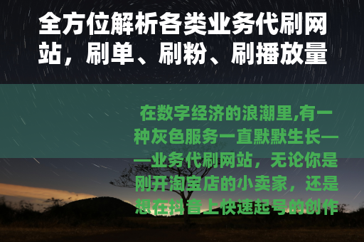 全方位解析各类业务代刷网站，刷单、刷粉、刷播放量怎么选