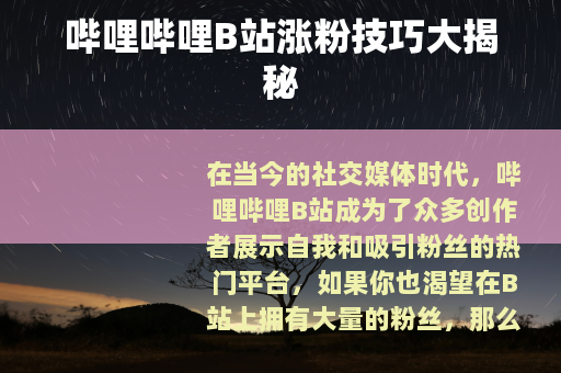 哔哩哔哩B站涨粉技巧大揭秘 哔哩哔哩B站涨粉技巧大揭秘