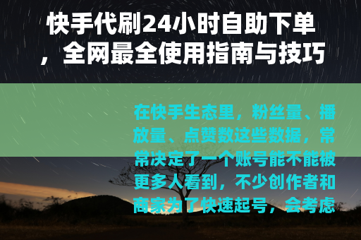快手代刷24小时自助下单，全网最全使用指南与技巧
