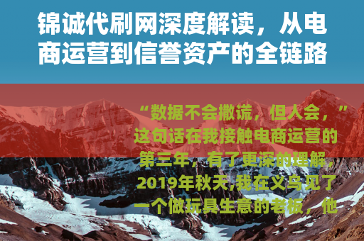 锦诚代刷网深度解读，从电商运营到信誉资产的全链路逻辑