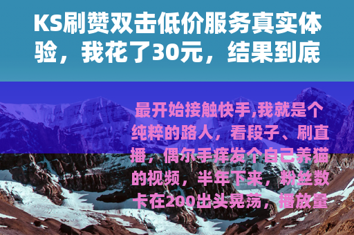 KS刷赞双击低价服务真实体验,我花了30元,结果到底值不值? KS刷赞双击低价服务真实体验,我花了30元,结果到底值不值?