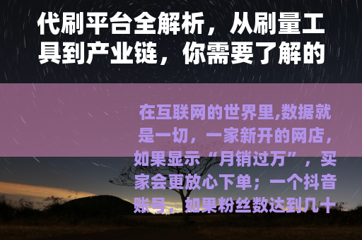 代刷平台全解析，从刷量工具到产业链，你需要了解的真实情况
