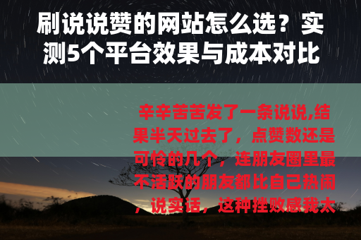 刷说说赞的网站怎么选?实测5个平台效果与成本对比 刷说说赞的网站怎么选?实测5个平台效果与成本对比