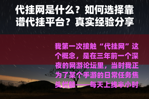 代挂网是什么？如何选择靠谱代挂平台？真实经验分享