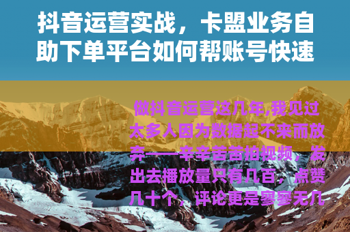 抖音运营实战，卡盟业务自助下单平台如何帮账号快速积累人气与互动