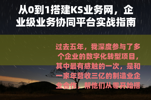 从0到1搭建KS业务网,企业级业务协同平台实战指南与深度解析 从0到1搭建KS业务网,企业级业务协同平台实战指南与深度解析