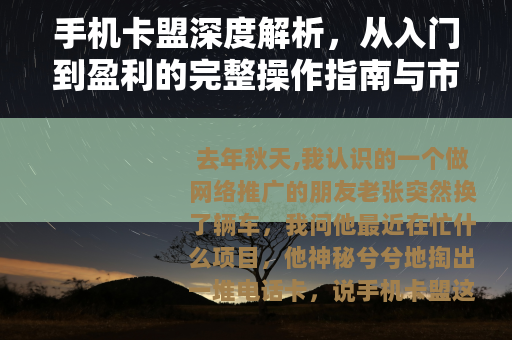 手机卡盟深度解析，从入门到盈利的完整操作指南与市场分析