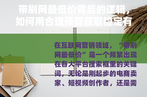 带刷网最低价背后的逻辑，如何用合理预算获取稳定有效的刷量服务