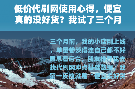 低价代刷网使用心得，便宜真的没好货？我试了三个月告诉你