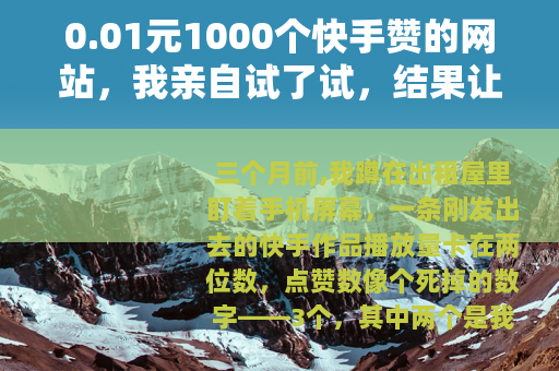 0.01元1000个快手赞的网站，我亲自试了试，结果让人意外