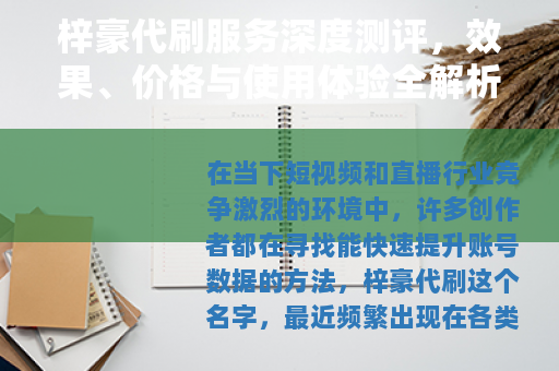 梓豪代刷服务深度测评，效果、价格与使用体验全解析