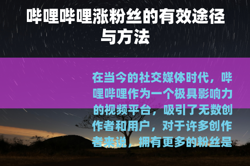 哔哩哔哩涨粉丝的有效途径与方法