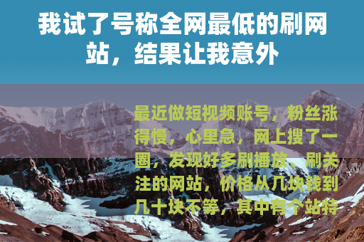 我试了号称全网最低的刷网站，结果让我意外