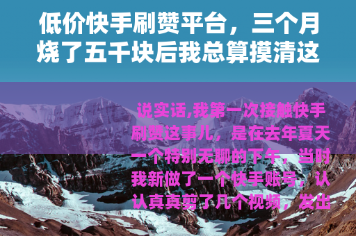 低价快手刷赞平台，三个月烧了五千块后我总算摸清这里的门道