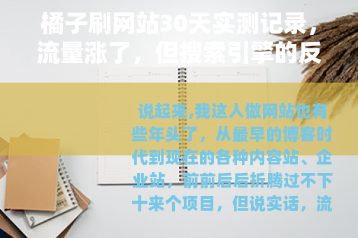 橘子刷网站30天实测记录，流量涨了，但搜索引擎的反应让我意外