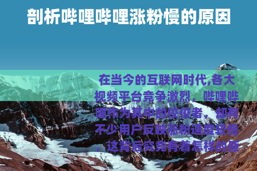 剖析哔哩哔哩涨粉慢的原因 剖析哔哩哔哩涨粉慢的原因