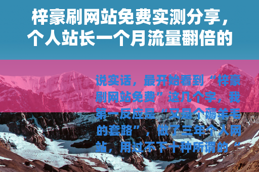 梓豪刷网站免费实测分享，个人站长一个月流量翻倍的真实记录