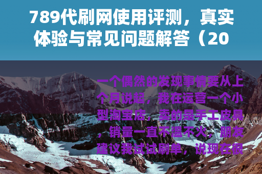 789代刷网使用评测，真实体验与常见问题解答（2025版）