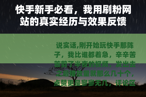 快手新手必看，我用刷粉网站的真实经历与效果反馈
