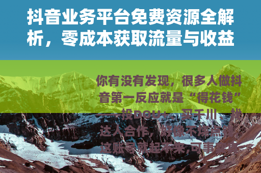 抖音业务平台免费资源全解析，零成本获取流量与收益的实操指南