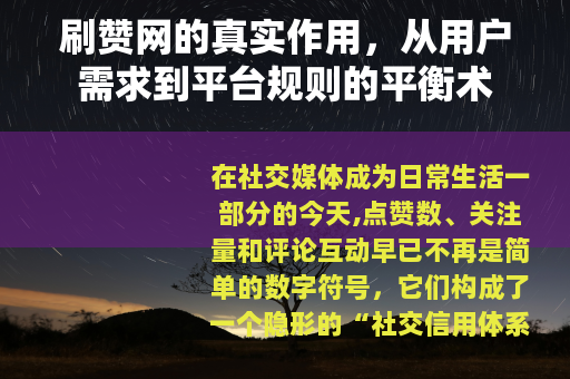 刷赞网的真实作用，从用户需求到平台规则的平衡术