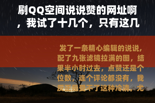 刷QQ空间说说赞的网址啊，我试了十几个，只有这几个能撑过三天