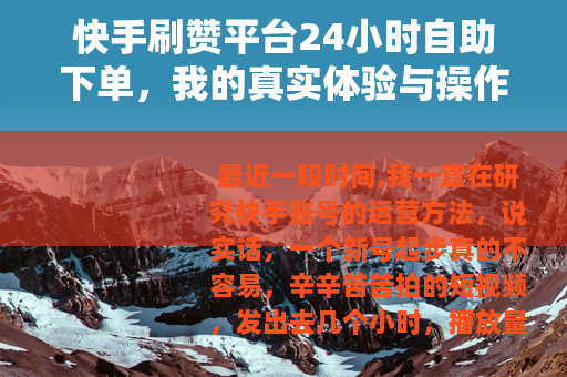 快手刷赞平台24小时自助下单，我的真实体验与操作指南