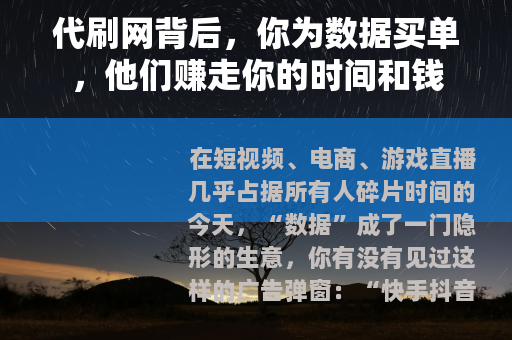 代刷网背后，你为数据买单，他们赚走你的时间和钱