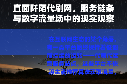 直面阡陌代刷网，服务链条与数字流量场中的现实观察
