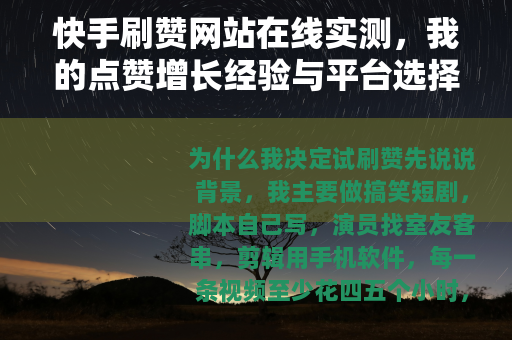 快手刷赞网站在线实测，我的点赞增长经验与平台选择