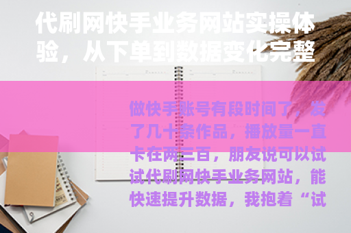 代刷网快手业务网站实操体验，从下单到数据变化完整记录