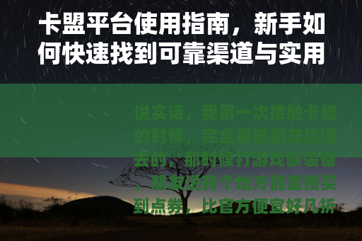 卡盟平台使用指南，新手如何快速找到可靠渠道与实用技巧