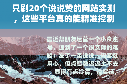 只刷20个说说赞的网站实测，这些平台真的能精准控制数量吗？