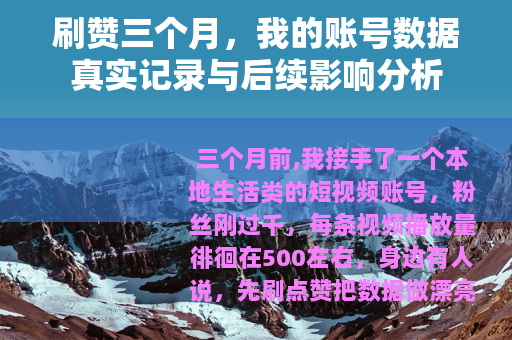 刷赞三个月，我的账号数据真实记录与后续影响分析