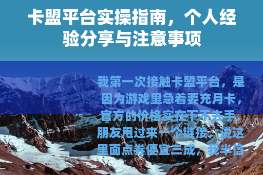 卡盟平台实操指南，个人经验分享与注意事项