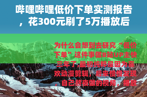 哔哩哔哩低价下单实测报告，花300元刷了5万播放后账号怎么样了
