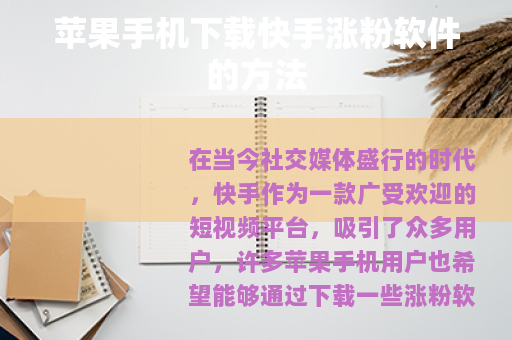 苹果手机下载快手涨粉软件的方法