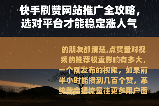 快手刷赞网站推广全攻略，选对平台才能稳定涨人气