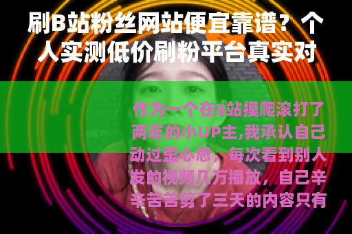 刷B站粉丝网站便宜靠谱？个人实测低价刷粉平台真实对比