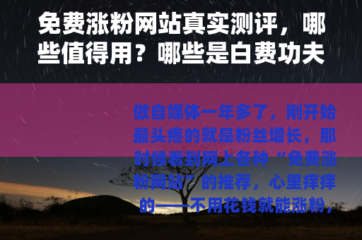 免费涨粉网站真实测评，哪些值得用？哪些是白费功夫？
