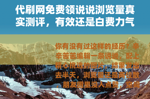代刷网免费领说说浏览量真实测评，有效还是白费力气？