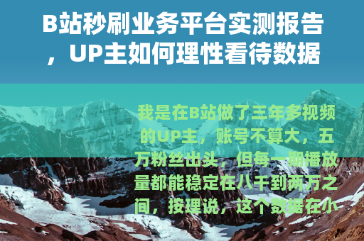 B站秒刷业务平台实测报告,UP主如何理性看待数据增长与创作本质 B站秒刷业务平台实测报告,UP主如何理性看待数据增长与创作本质