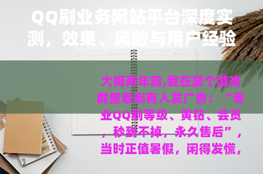 QQ刷业务网站平台深度实测，效果、风险与用户经验分享