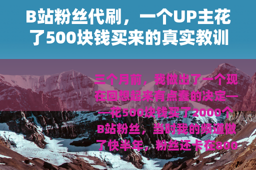 B站粉丝代刷，一个UP主花了500块钱买来的真实教训