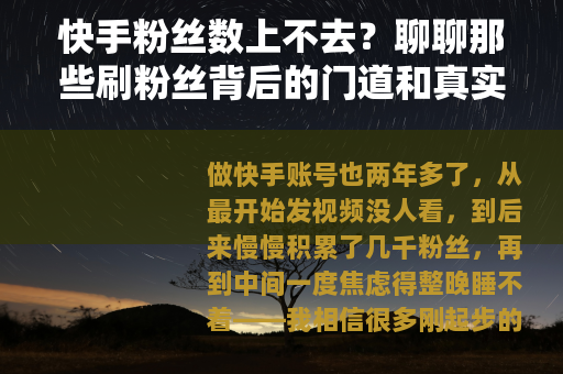 快手粉丝数上不去?聊聊那些刷粉丝背后的门道和真实感受 快手粉丝数上不去?聊聊那些刷粉丝背后的门道和真实感受