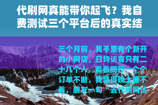代刷网真能带你起飞？我自费测试三个平台后的真实结果