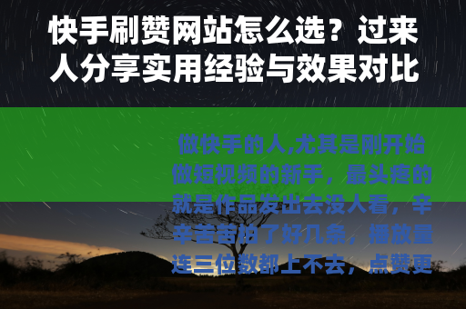 快手刷赞网站怎么选？过来人分享实用经验与效果对比