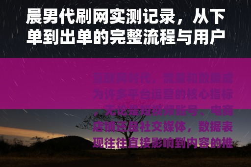晨男代刷网实测记录，从下单到出单的完整流程与用户真实评价分析